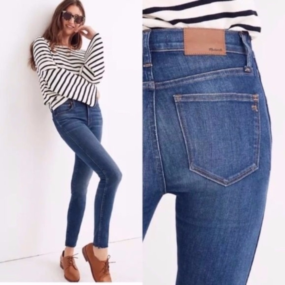 Madewell Paloma 9” high rise skinny jean raw ankle hem 25